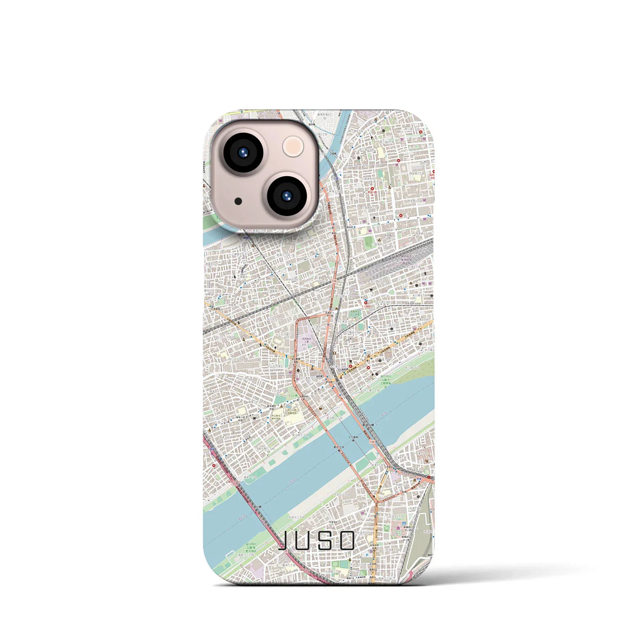 【十三(大阪府)】地図柄iPhoneケース(バックカバータイプ)