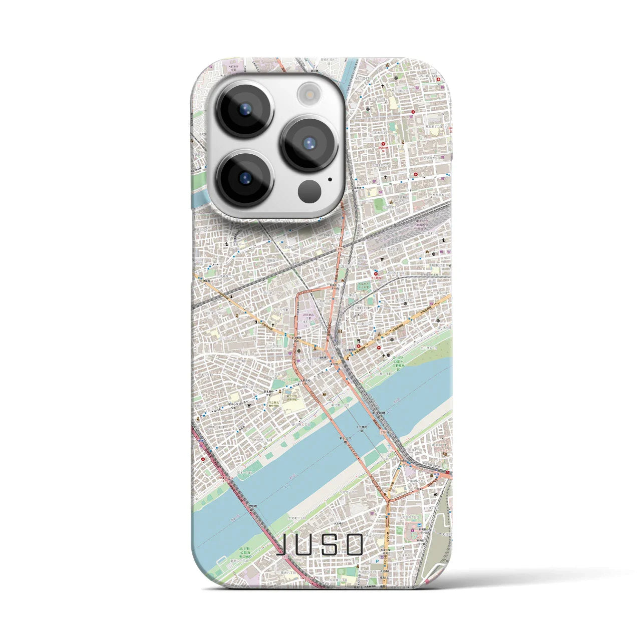 【十三(大阪府)】地図柄iPhoneケース(バックカバータイプ)