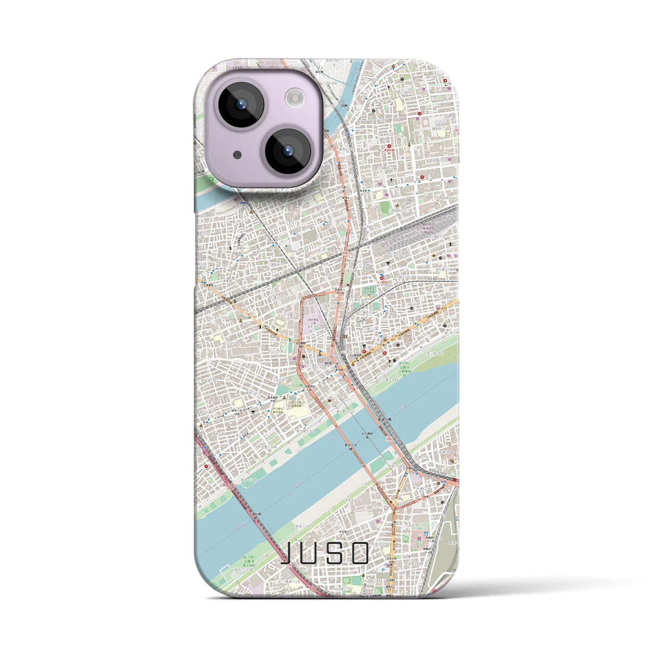 【十三(大阪府)】地図柄iPhoneケース(バックカバータイプ)