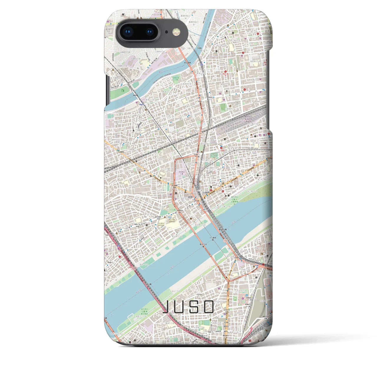 【十三(大阪府)】地図柄iPhoneケース(バックカバータイプ)