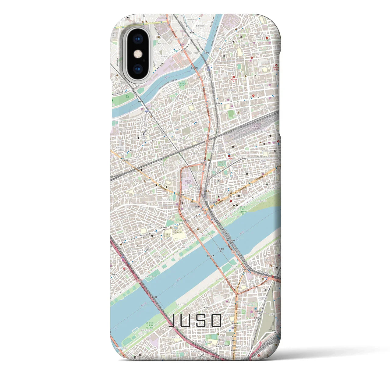 【十三(大阪府)】地図柄iPhoneケース(バックカバータイプ)