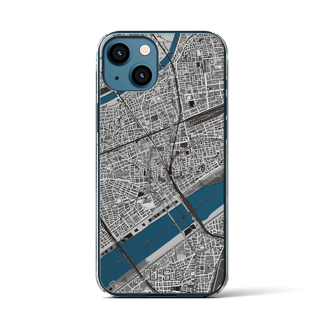 【十三(大阪府)】地図柄iPhoneケース(クリアタイプ)