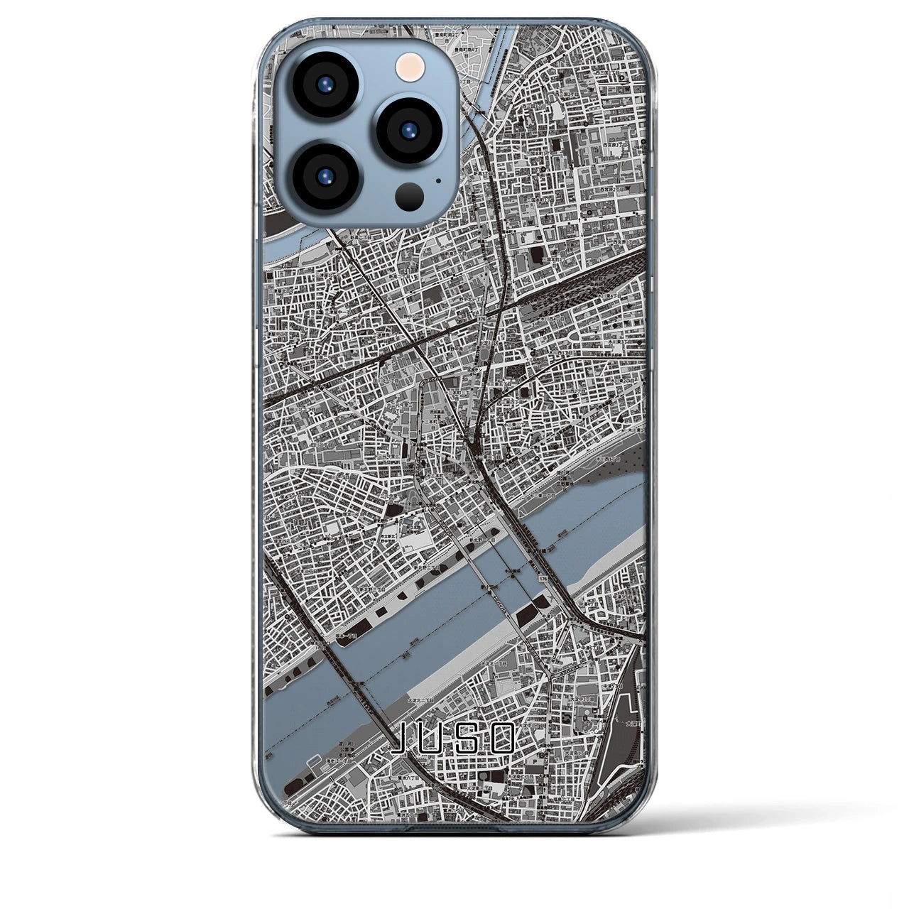 【十三(大阪府)】地図柄iPhoneケース(クリアタイプ)