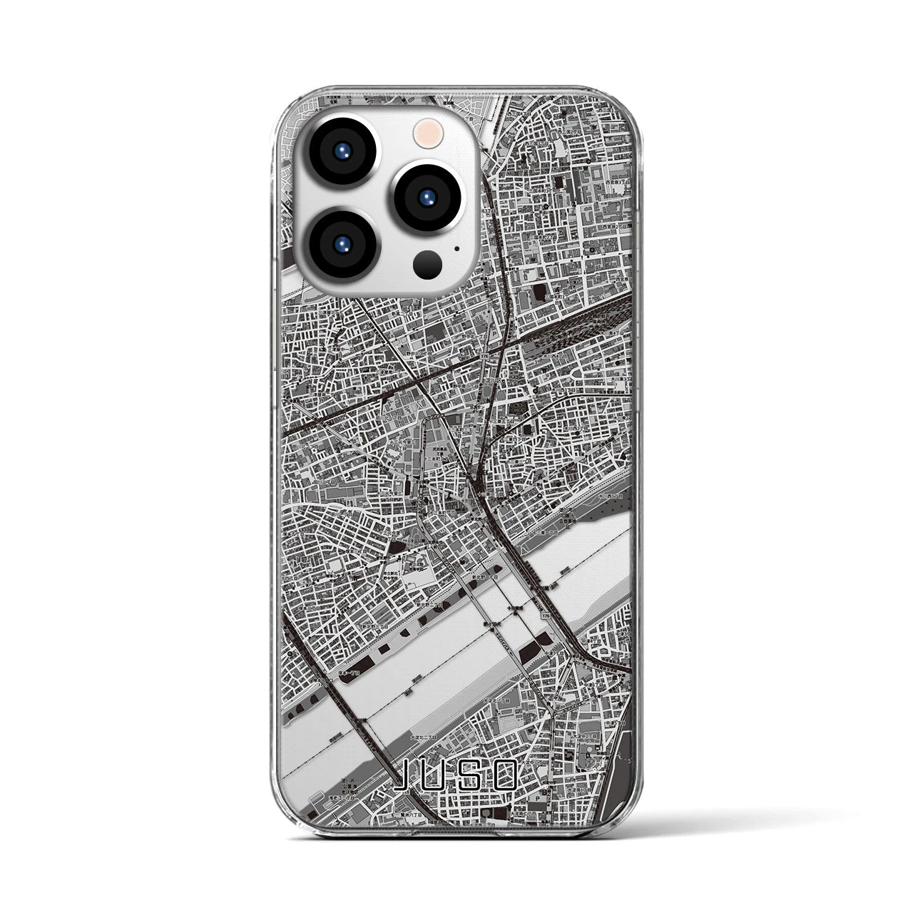 【十三(大阪府)】地図柄iPhoneケース(クリアタイプ)