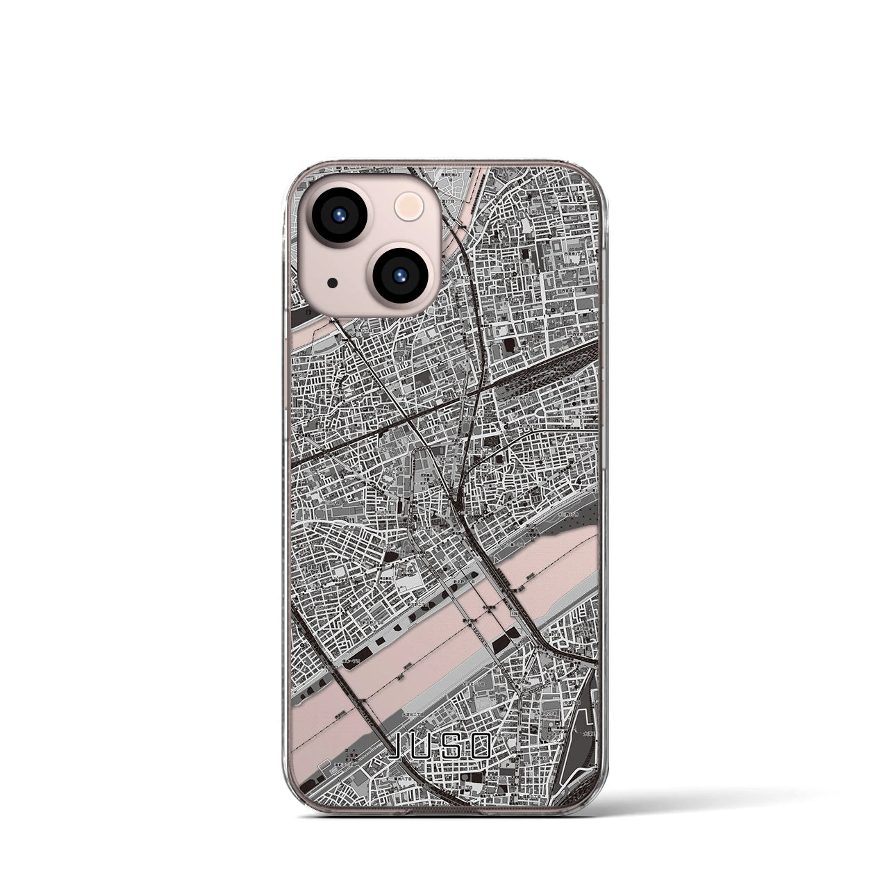 【十三(大阪府)】地図柄iPhoneケース(クリアタイプ)