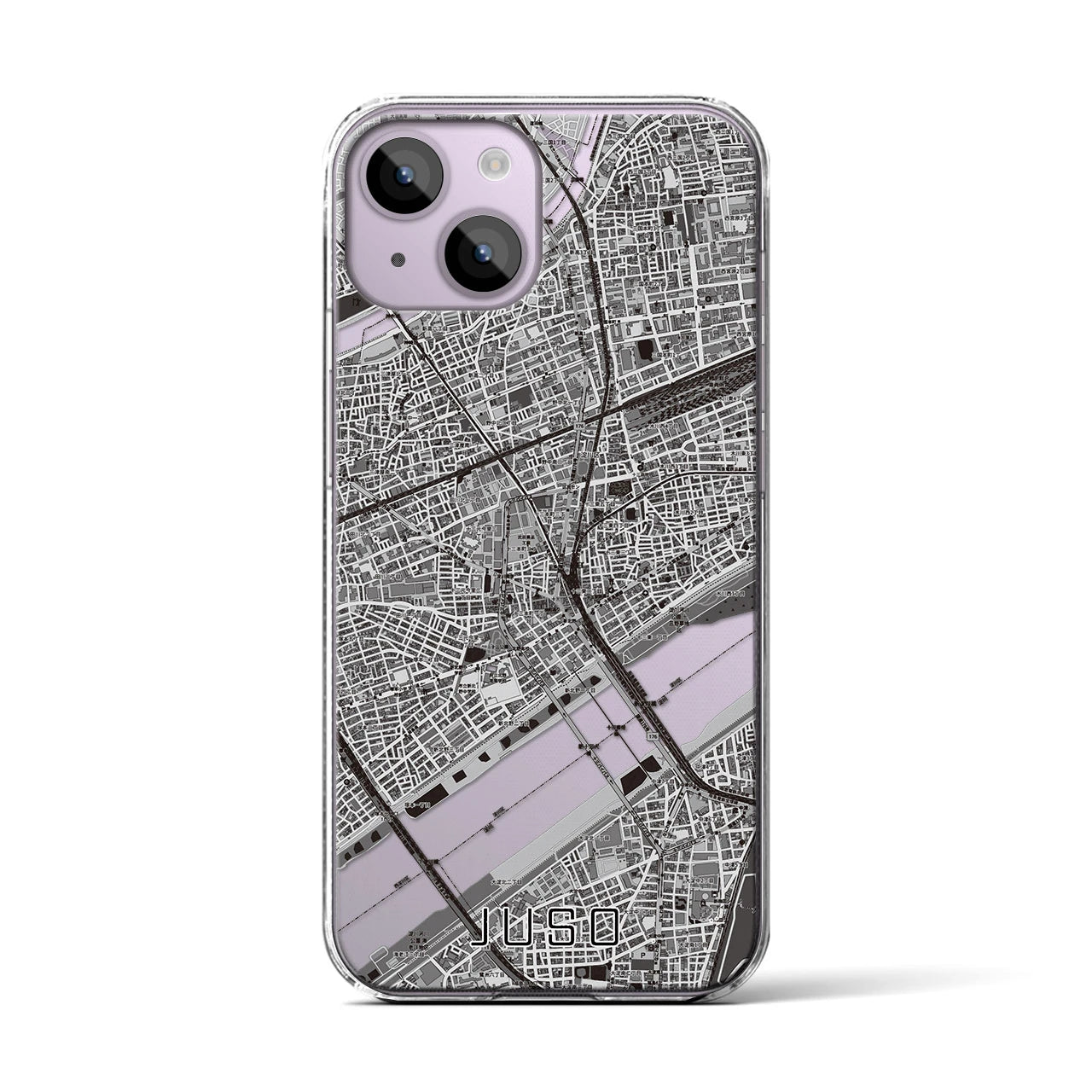 【十三(大阪府)】地図柄iPhoneケース(クリアタイプ)