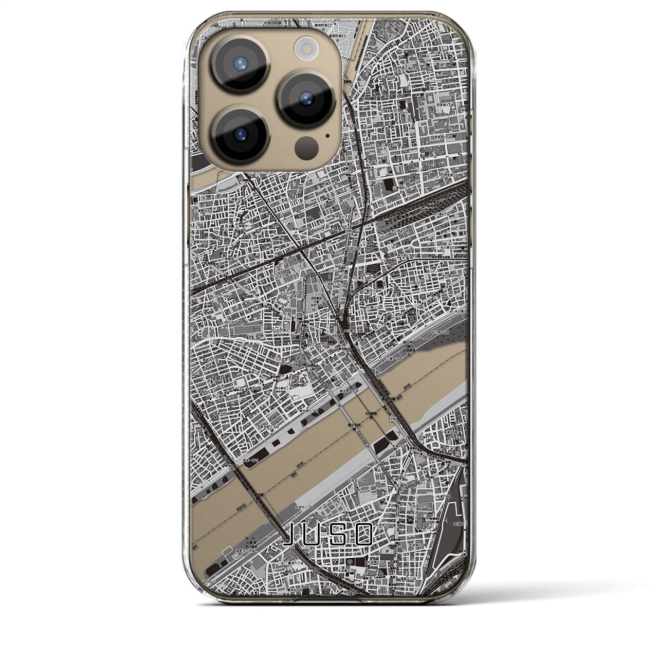 【十三(大阪府)】地図柄iPhoneケース(クリアタイプ)