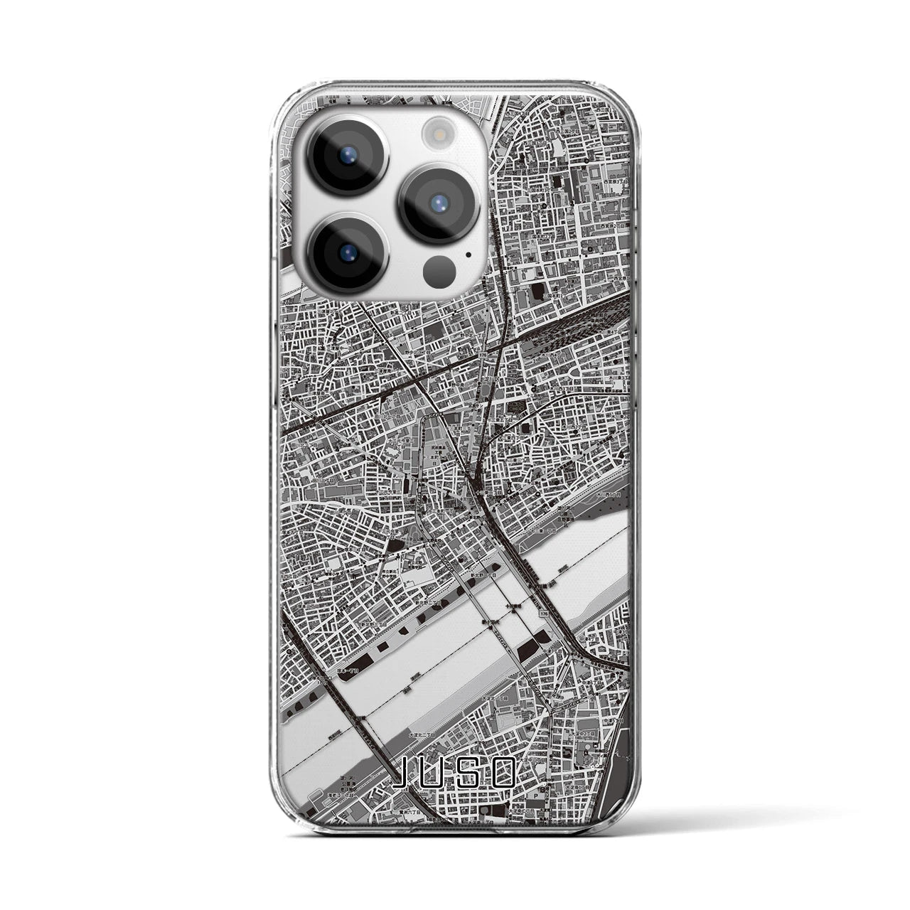 【十三(大阪府)】地図柄iPhoneケース(クリアタイプ)