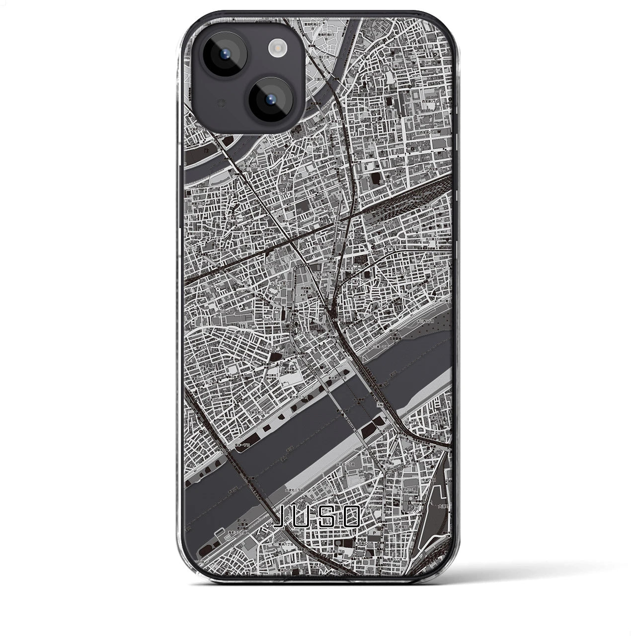 【十三(大阪府)】地図柄iPhoneケース(クリアタイプ)