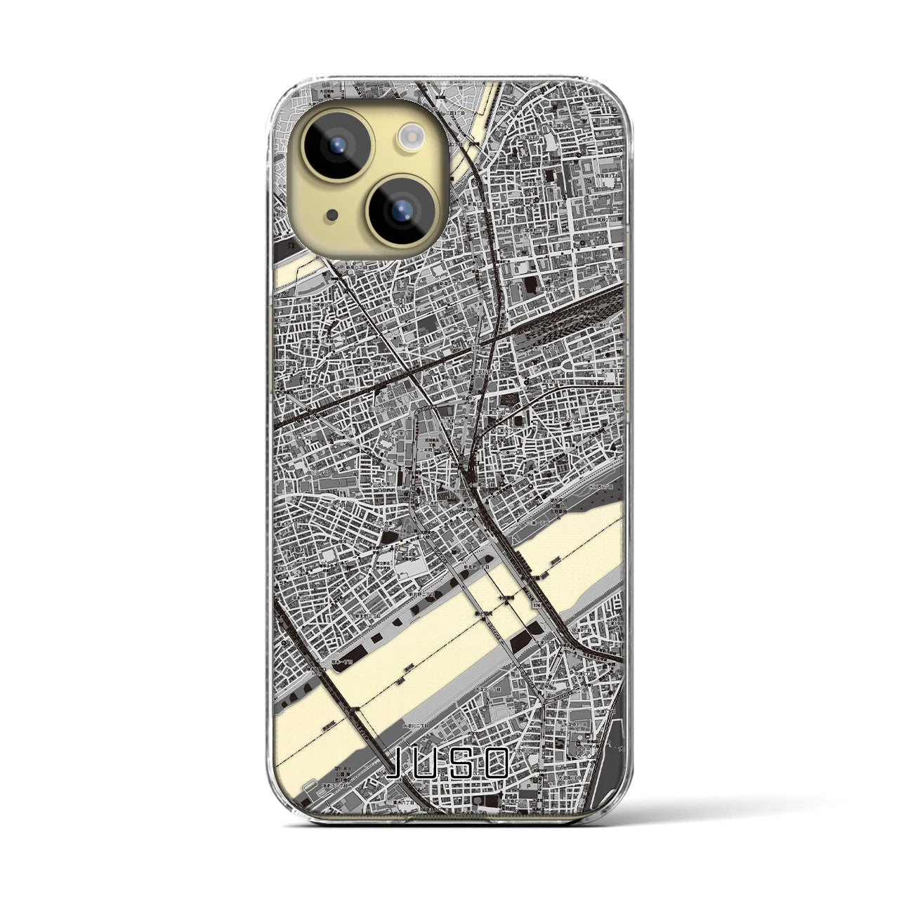 【十三(大阪府)】地図柄iPhoneケース(クリアタイプ)