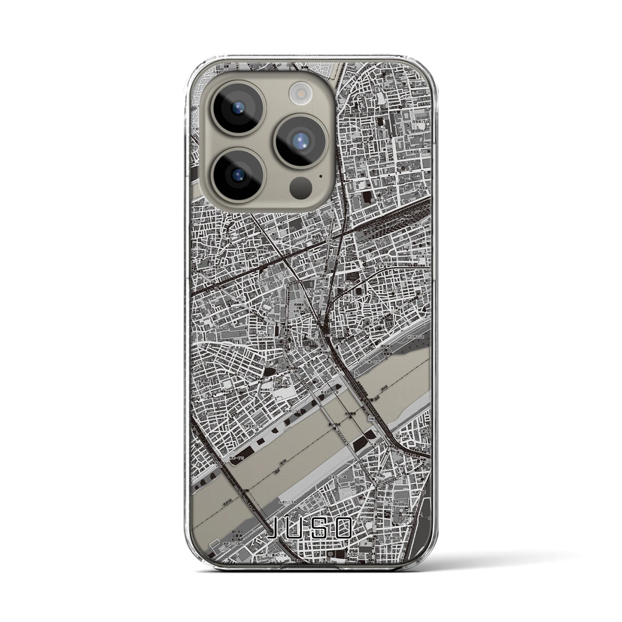 【十三(大阪府)】地図柄iPhoneケース(クリアタイプ)