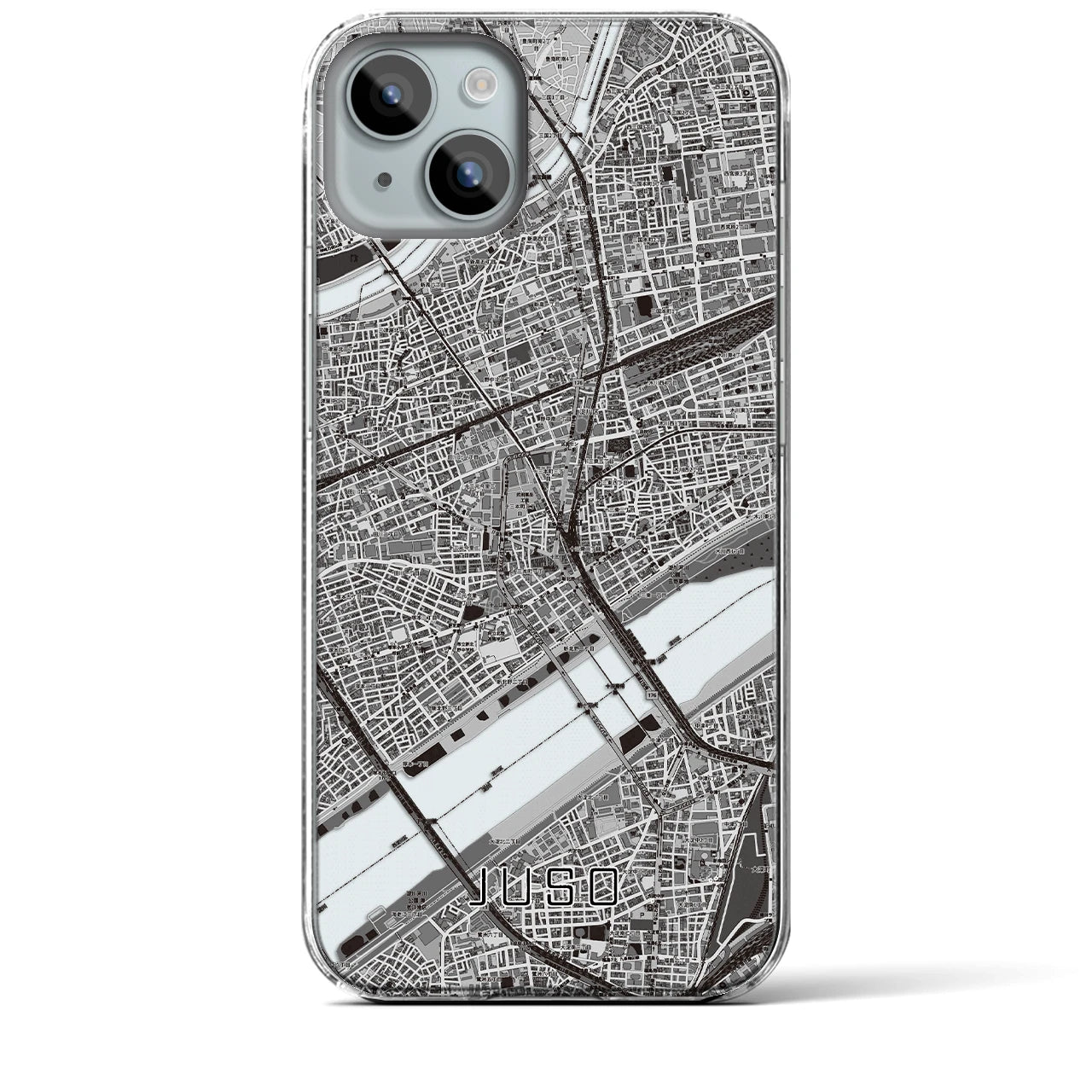 【十三(大阪府)】地図柄iPhoneケース(クリアタイプ)