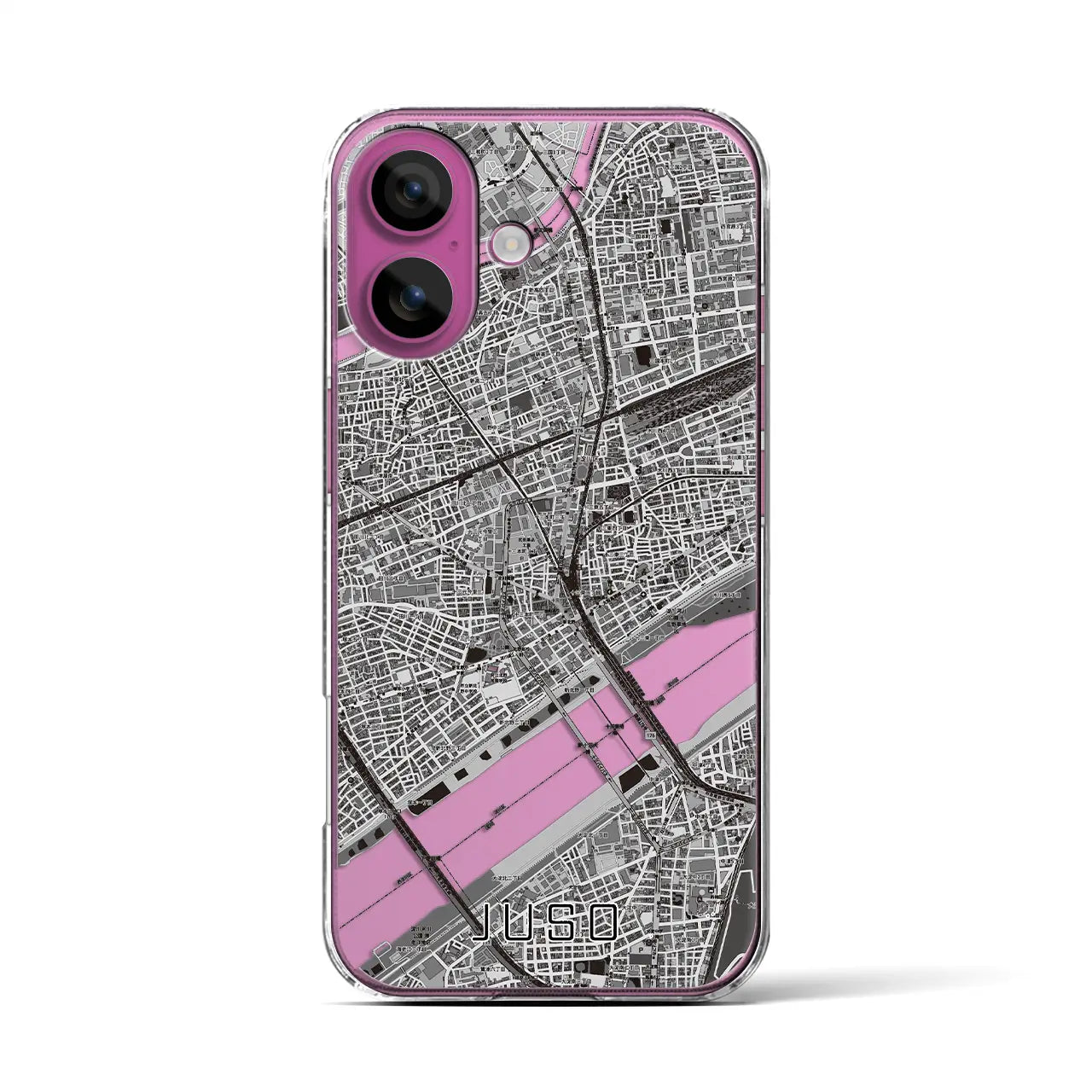 【十三(大阪府)】地図柄iPhoneケース(クリアタイプ)