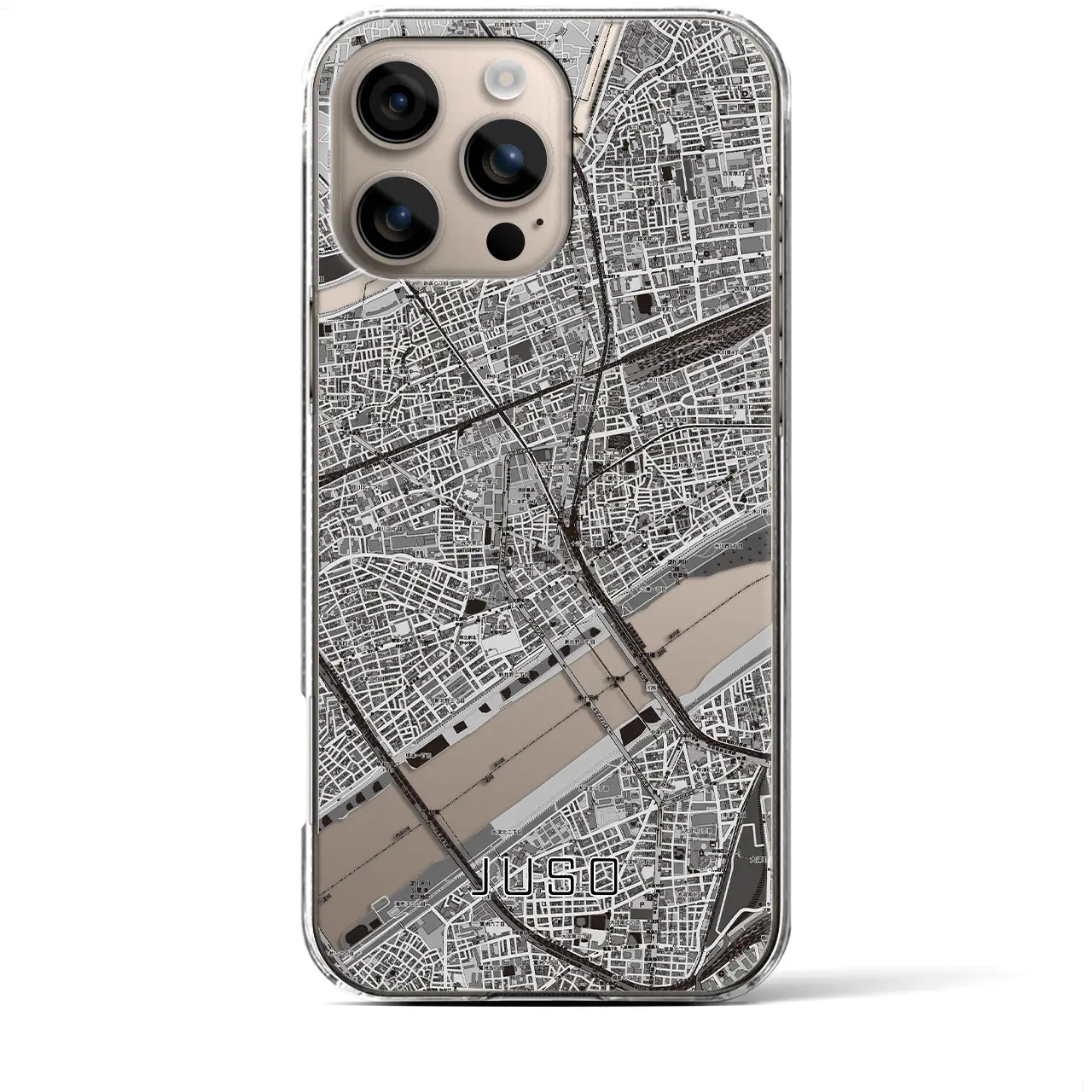 【十三(大阪府)】地図柄iPhoneケース(クリアタイプ)