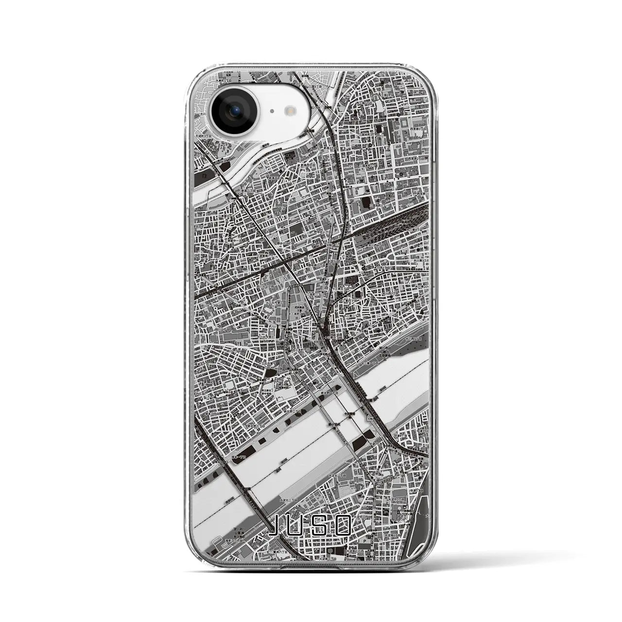 【十三(大阪府)】地図柄iPhoneケース(クリアタイプ)