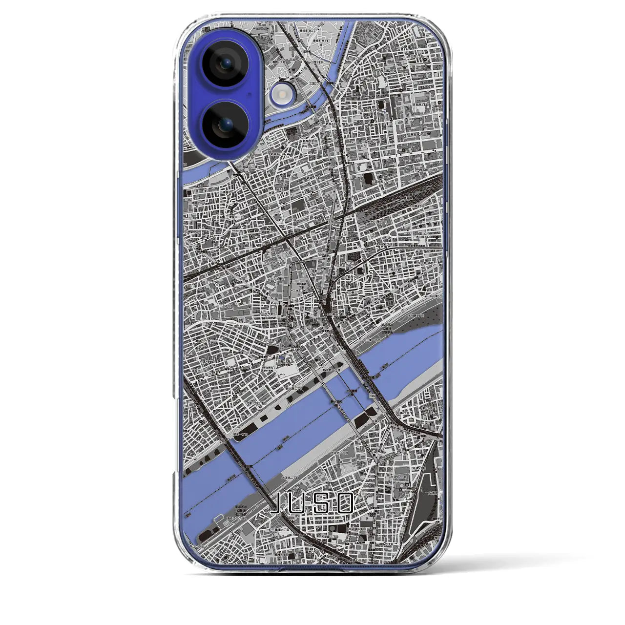 【十三(大阪府)】地図柄iPhoneケース(クリアタイプ)