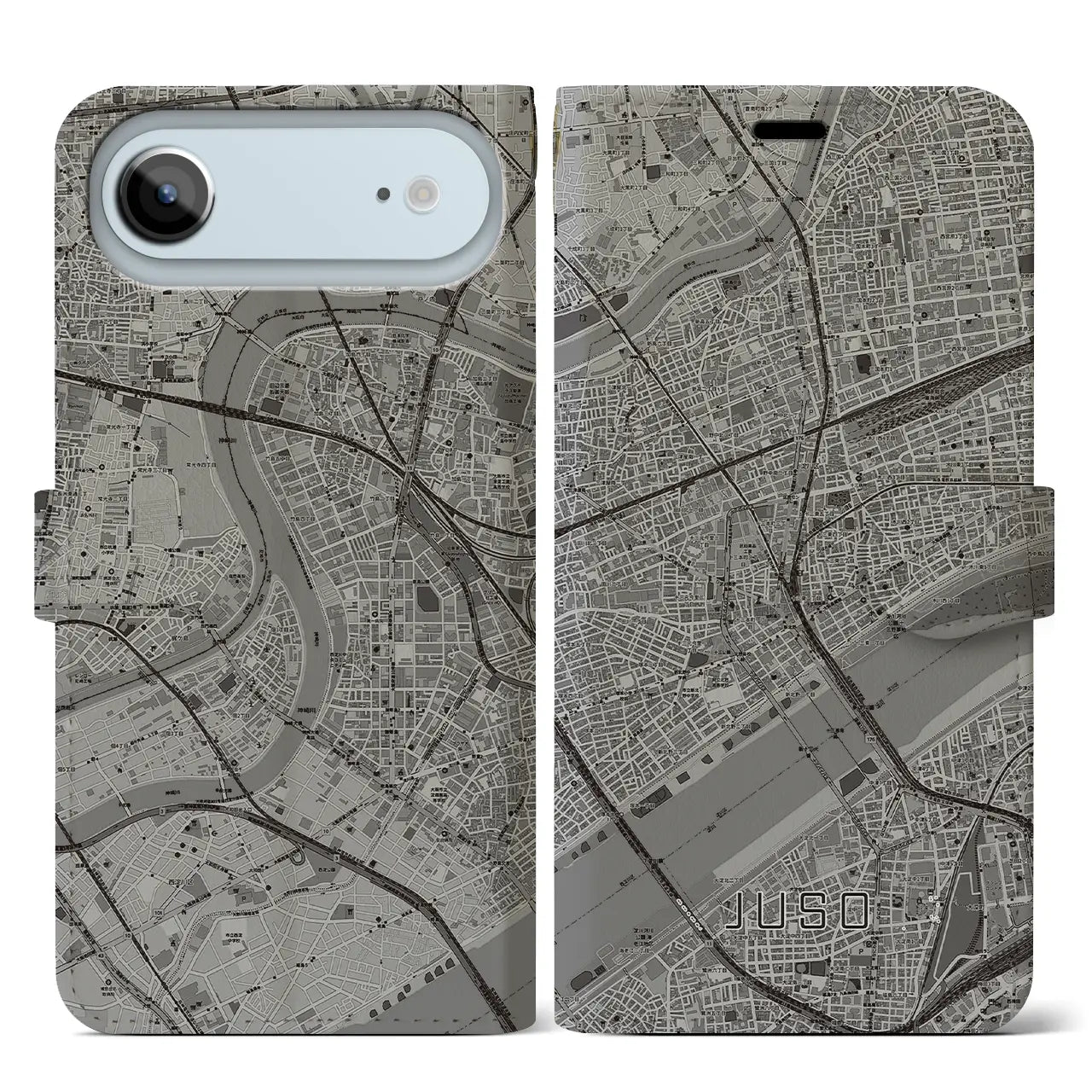 【十三(大阪府)】地図柄iPhoneケース(手帳タイプ)