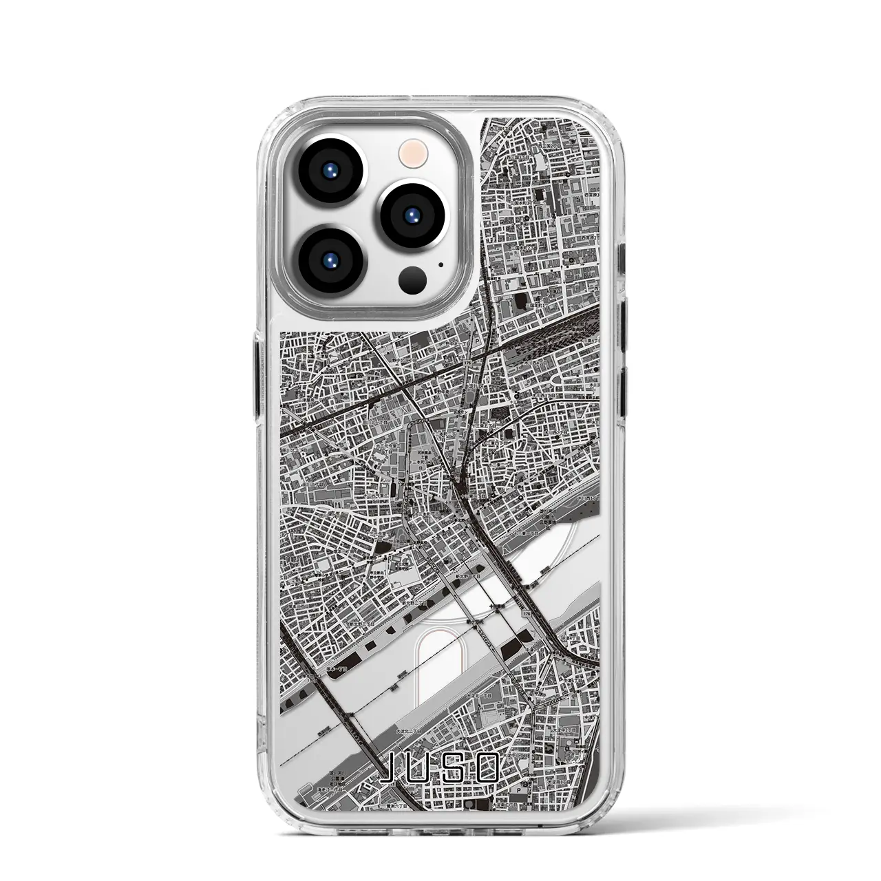 【十三(大阪府)】地図柄iPhoneケース(MagSafeタイプ)