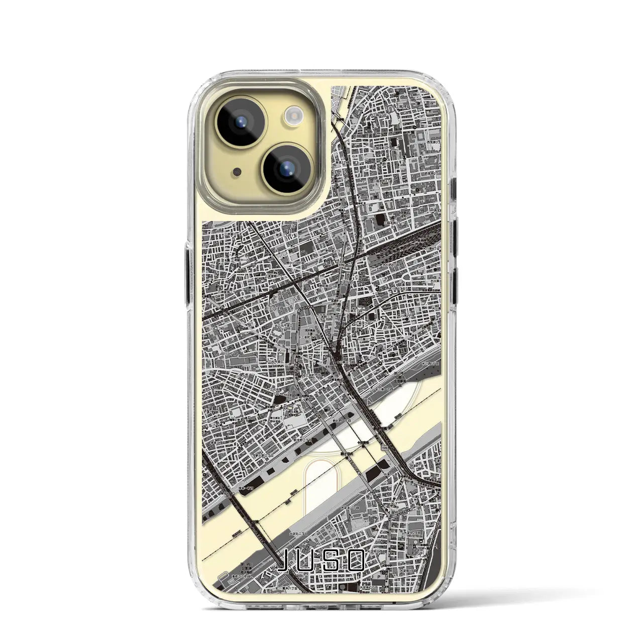 【十三(大阪府)】地図柄iPhoneケース(MagSafeタイプ)