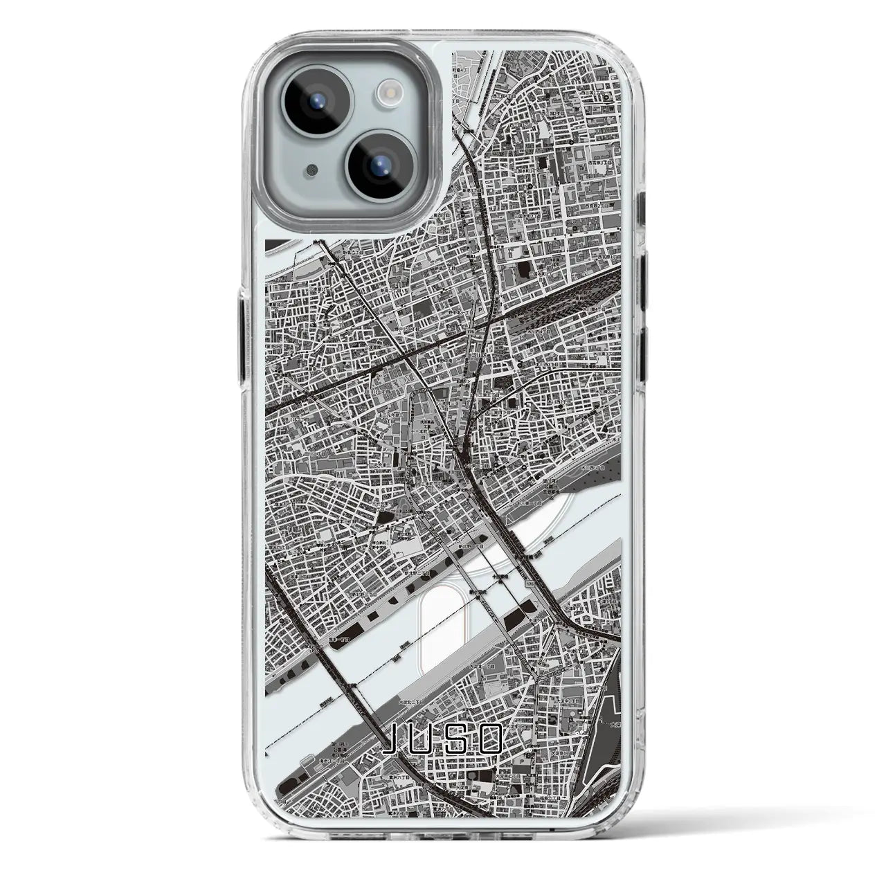 【十三(大阪府)】地図柄iPhoneケース(MagSafeタイプ)