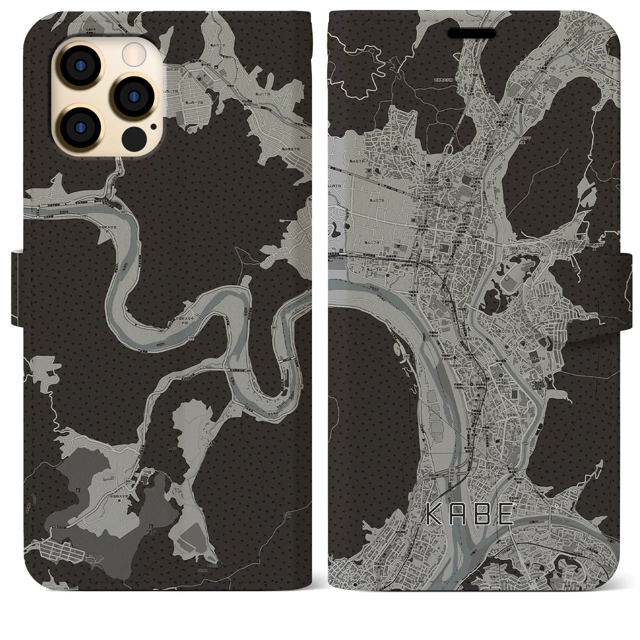 【可部(広島県)】地図柄iPhoneケース(手帳タイプ)