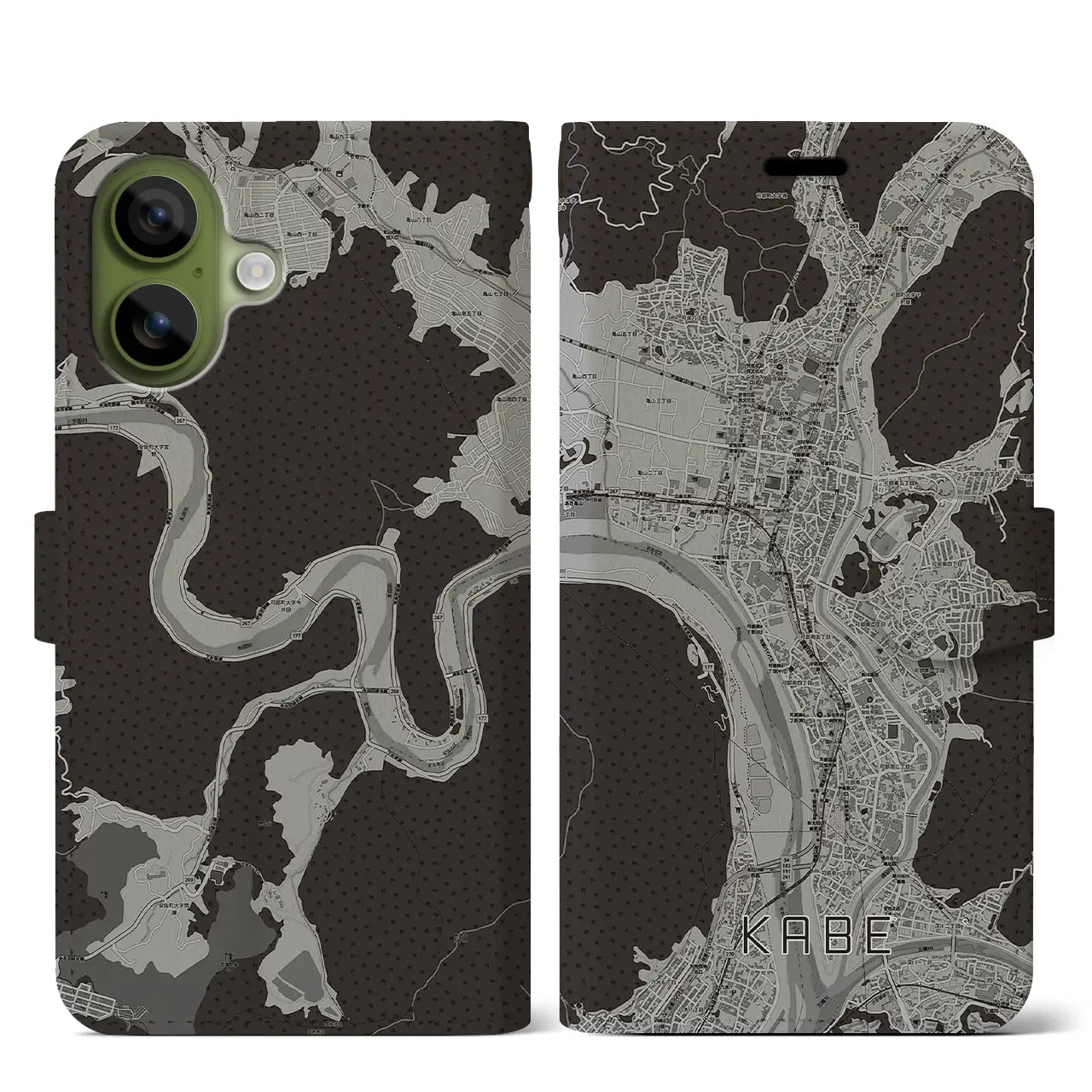 【可部(広島県)】地図柄iPhoneケース(手帳タイプ)