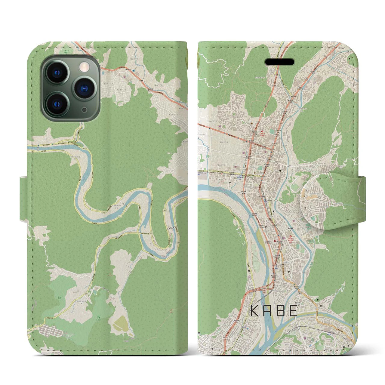 【可部(広島県)】地図柄iPhoneケース(手帳タイプ)ナチュラル・iPhone 11 Pro 用