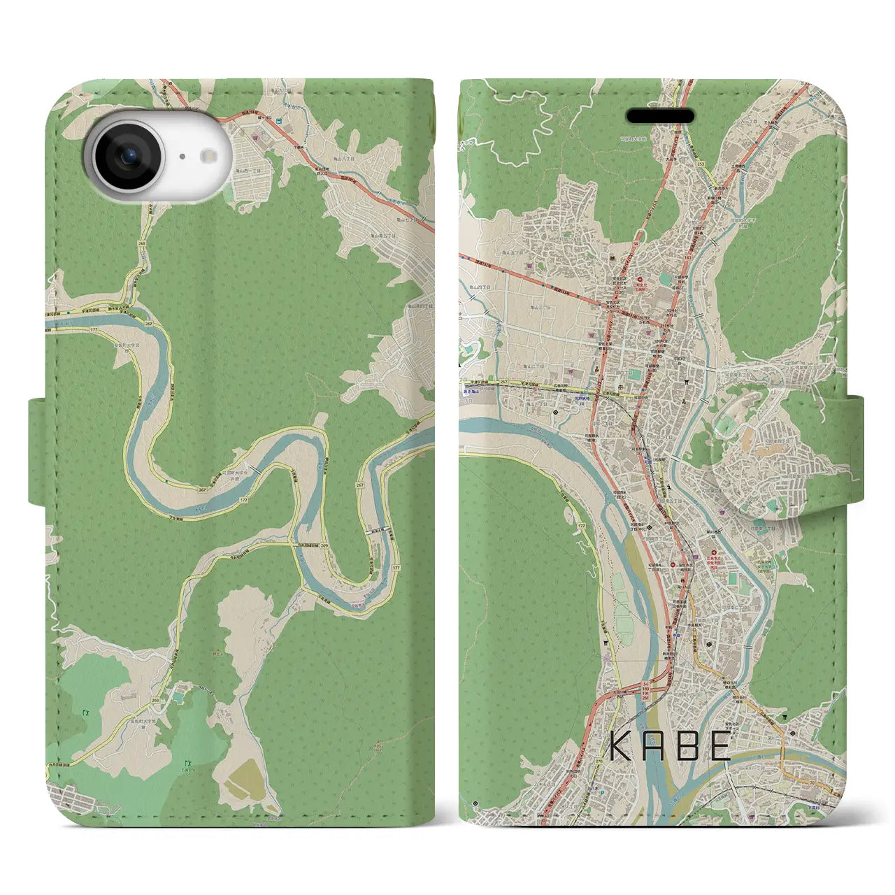 【可部(広島県)】地図柄iPhoneケース(手帳タイプ)