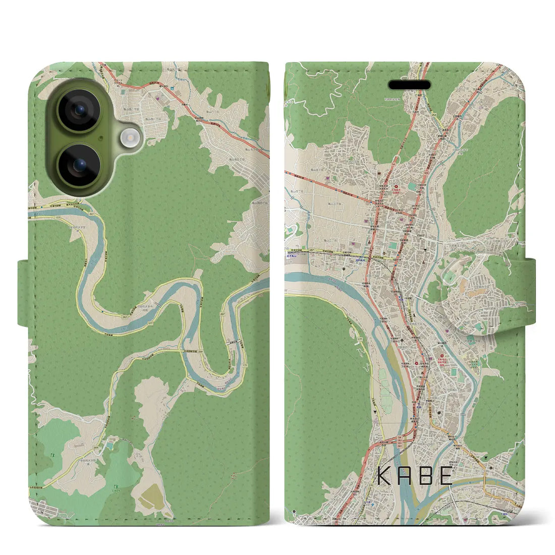 【可部(広島県)】地図柄iPhoneケース(手帳タイプ)ナチュラル・iPhone 17 Pro Max 用