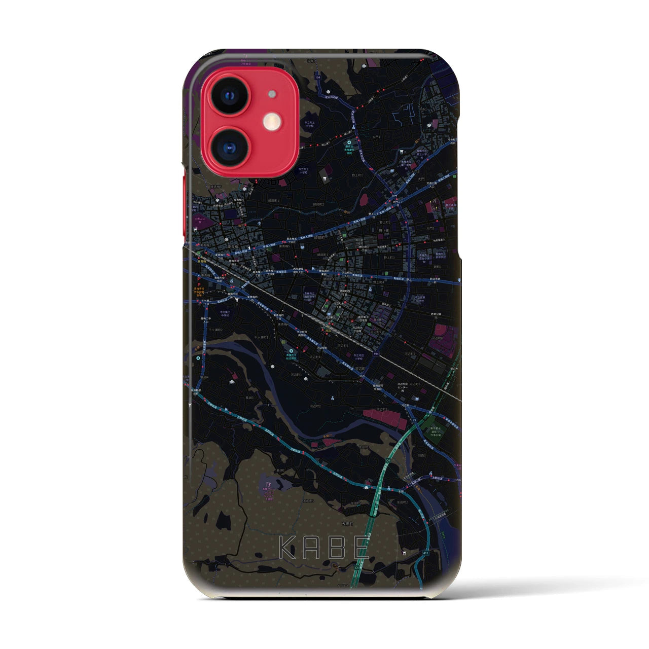 【河辺(東京都)】地図柄iPhoneケース(バックカバータイプ)