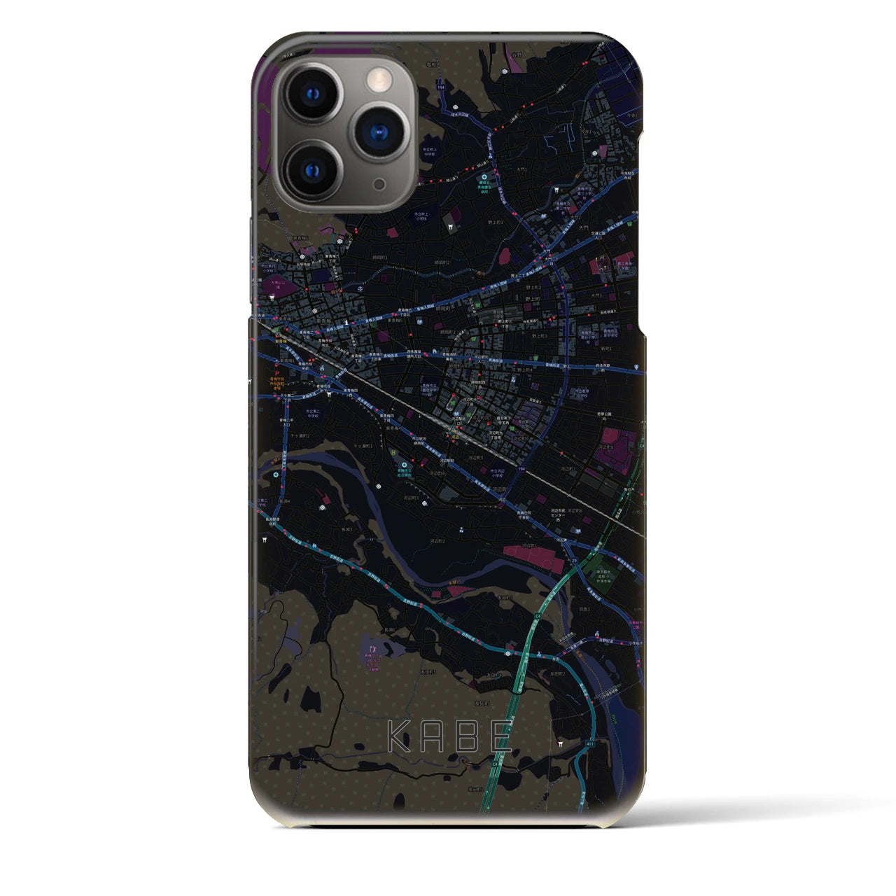 【河辺(東京都)】地図柄iPhoneケース(バックカバータイプ)
