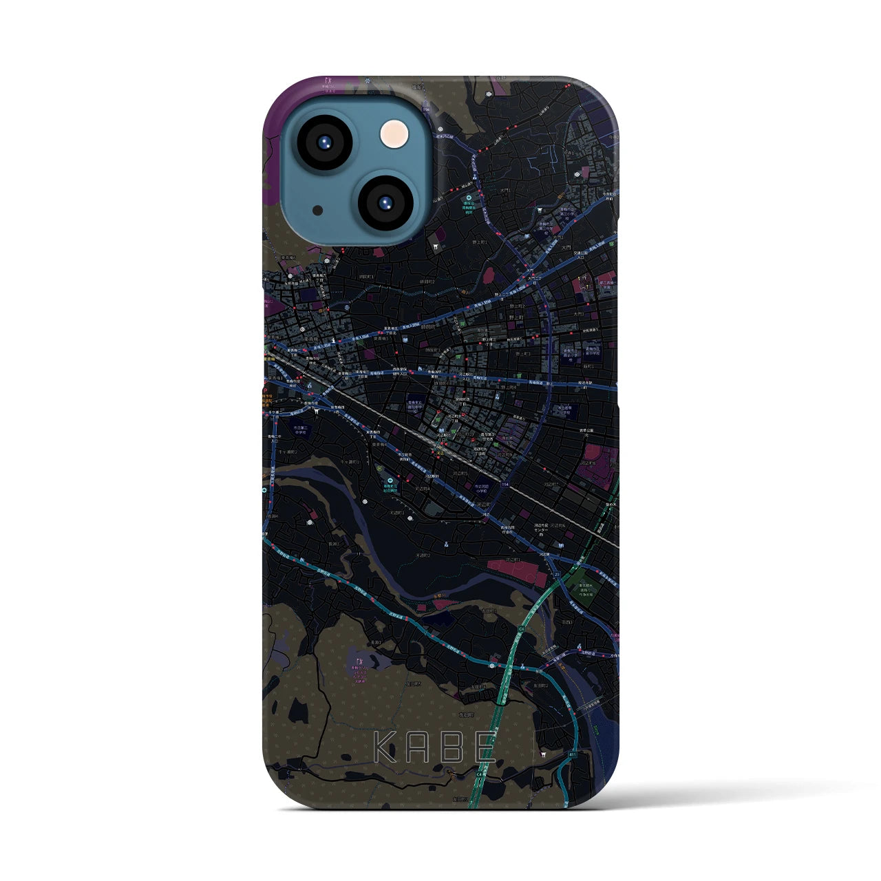 【河辺(東京都)】地図柄iPhoneケース(バックカバータイプ)