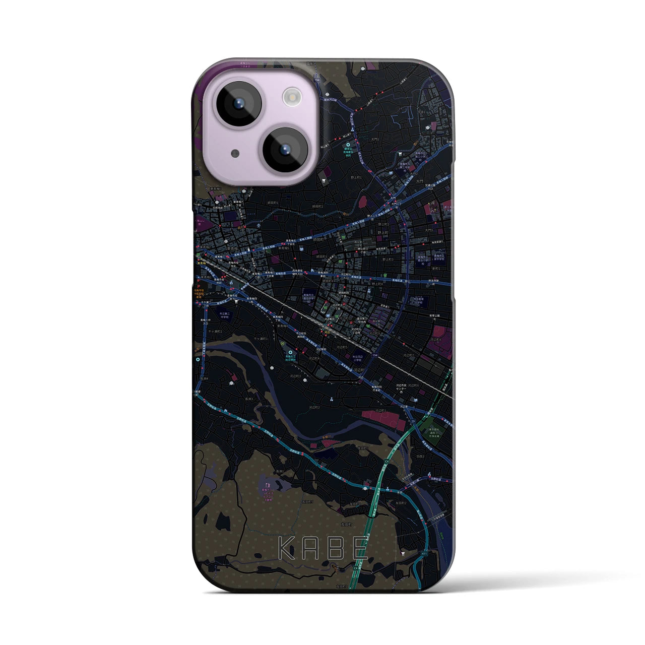 【河辺(東京都)】地図柄iPhoneケース(バックカバータイプ)