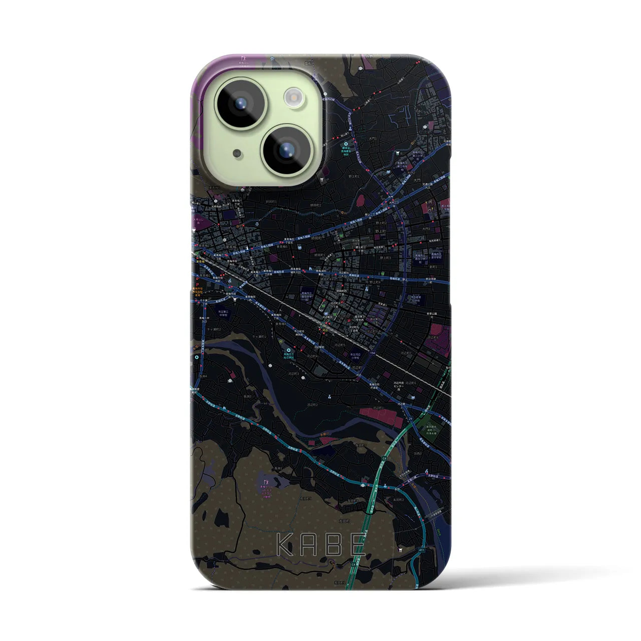 【河辺(東京都)】地図柄iPhoneケース(バックカバータイプ)
