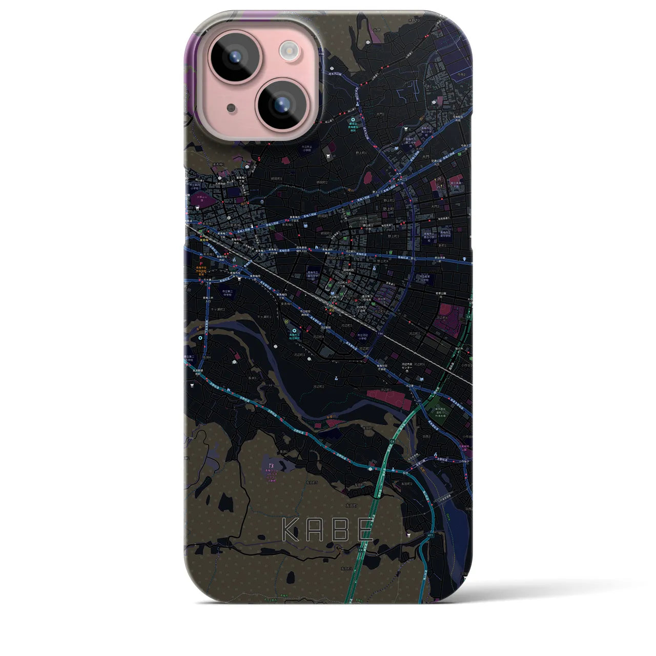 【河辺(東京都)】地図柄iPhoneケース(バックカバータイプ)