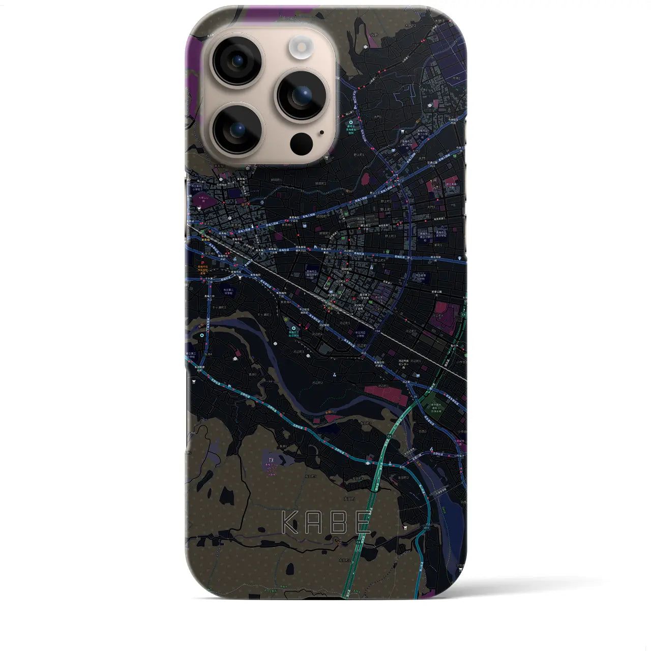 【河辺(東京都)】地図柄iPhoneケース(バックカバータイプ)