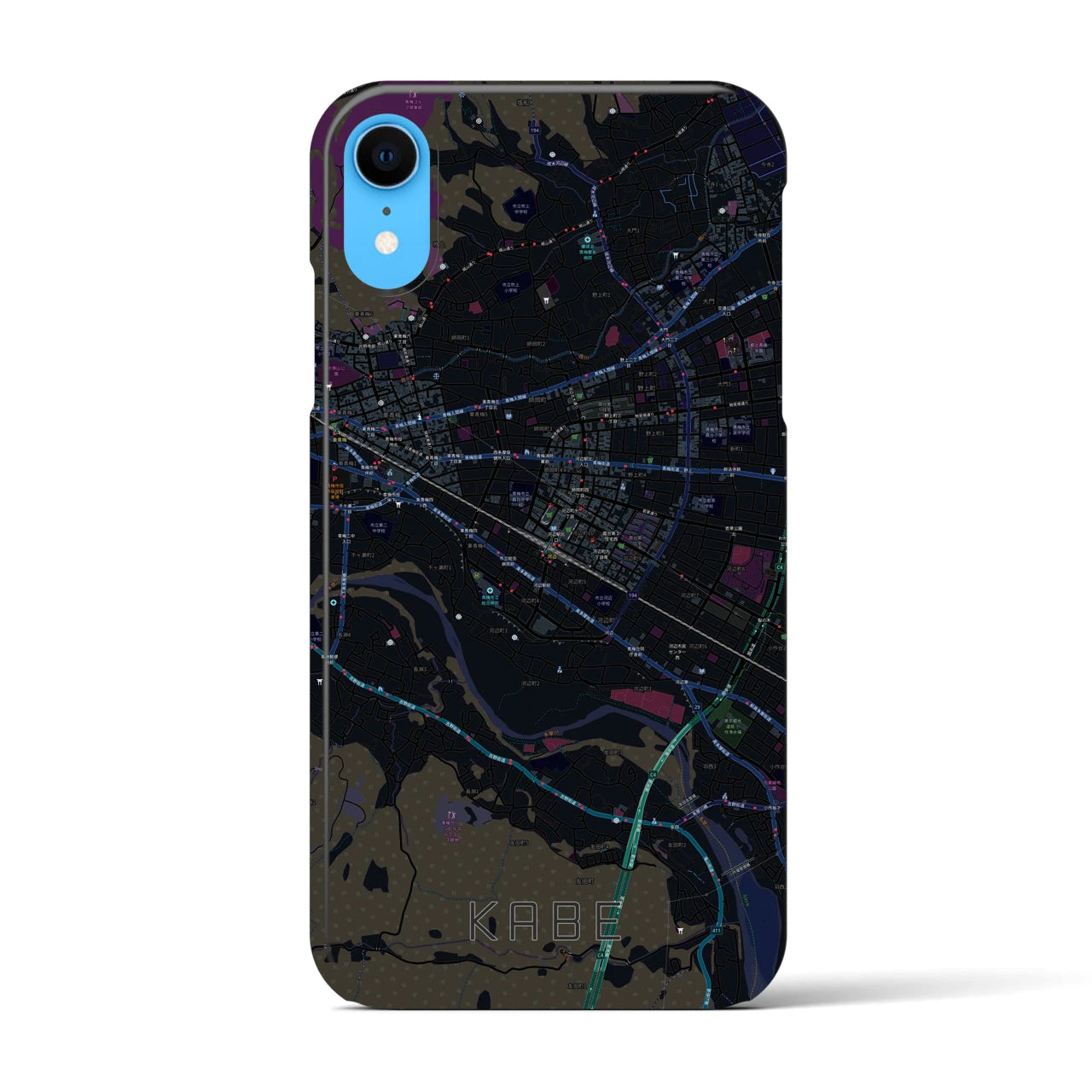 【河辺(東京都)】地図柄iPhoneケース(バックカバータイプ)