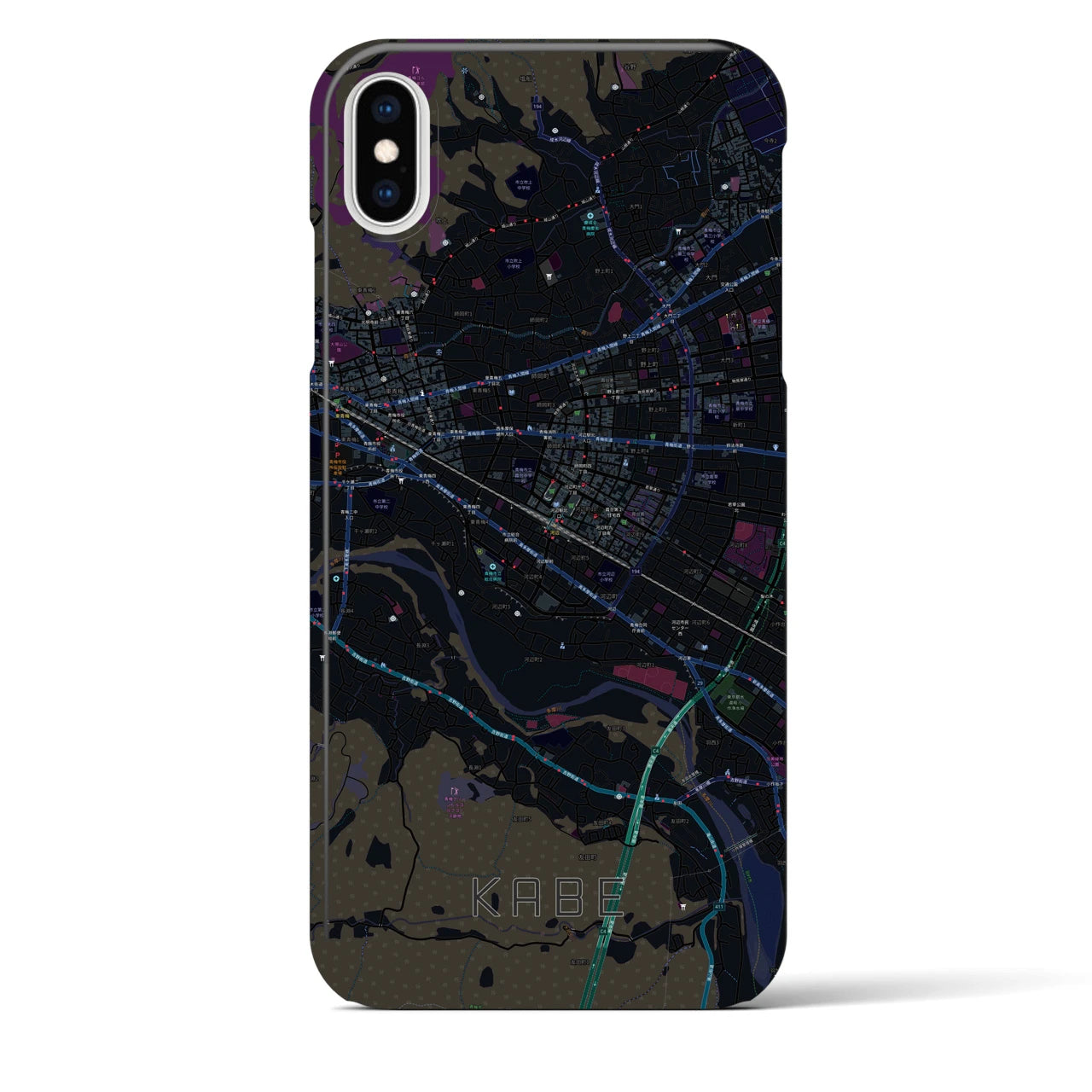 【河辺(東京都)】地図柄iPhoneケース(バックカバータイプ)