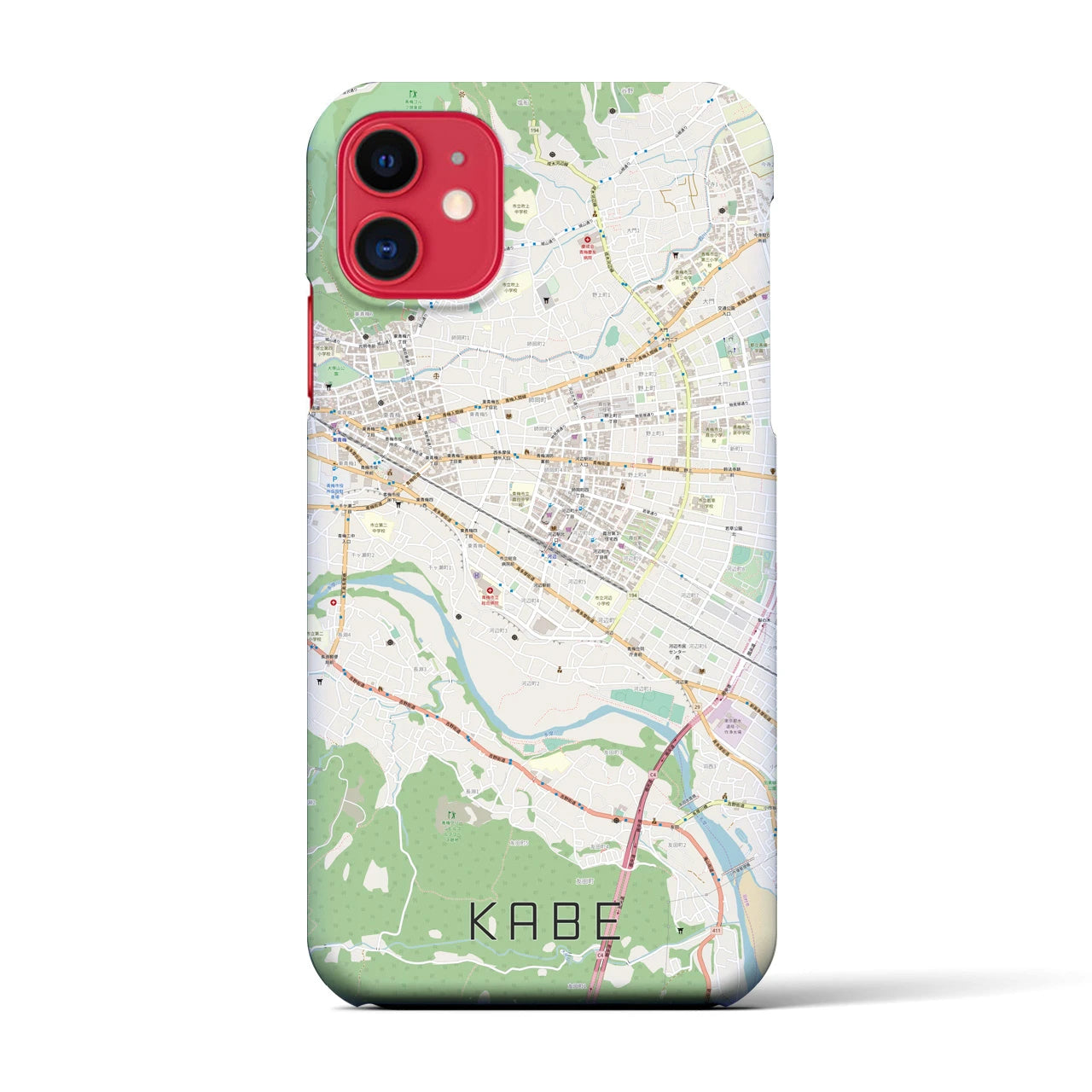 【河辺(東京都)】地図柄iPhoneケース(バックカバータイプ)