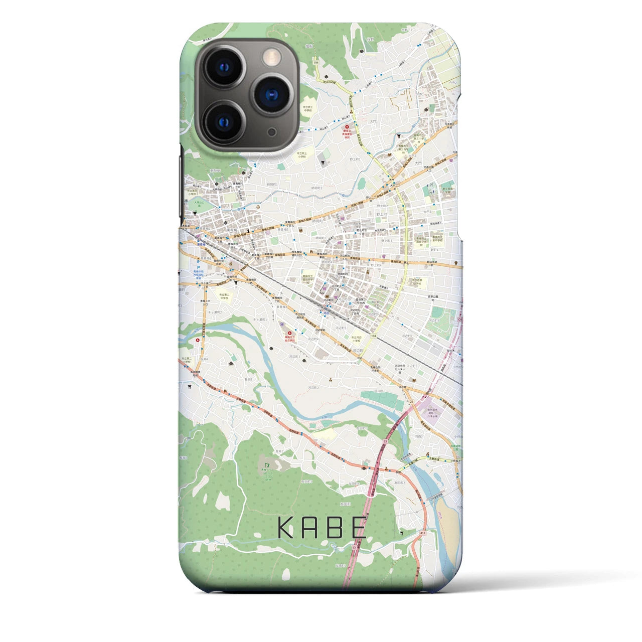 【河辺(東京都)】地図柄iPhoneケース(バックカバータイプ)