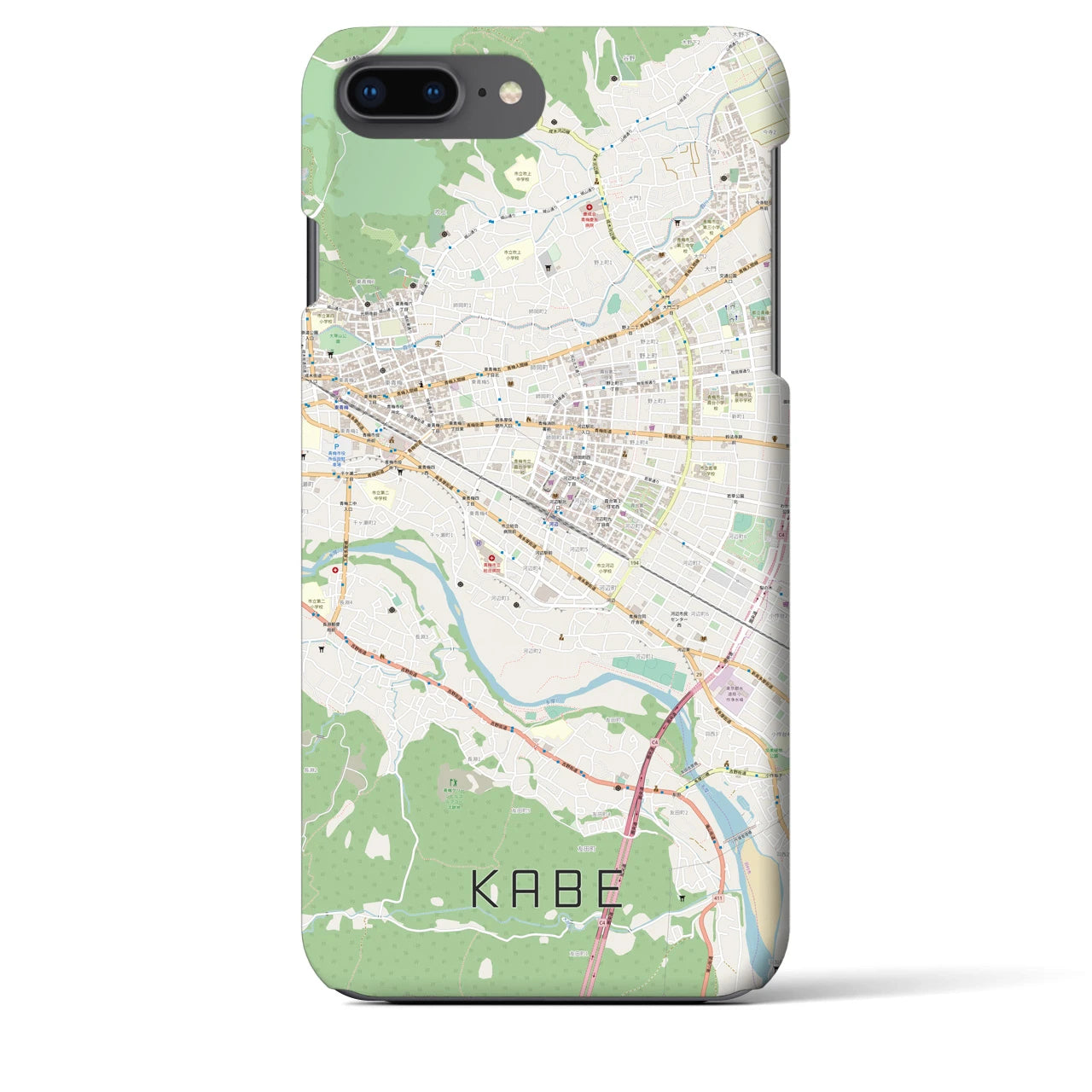 【河辺(東京都)】地図柄iPhoneケース(バックカバータイプ)