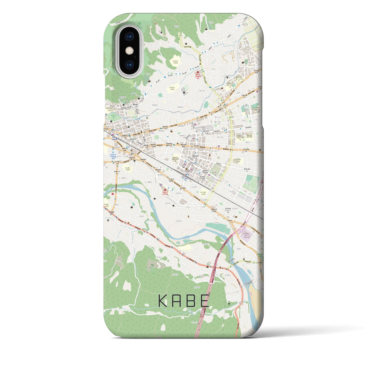 【河辺(東京都)】地図柄iPhoneケース(バックカバータイプ)