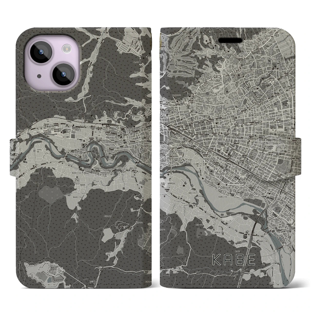 【河辺(東京都)】地図柄iPhoneケース(手帳タイプ)