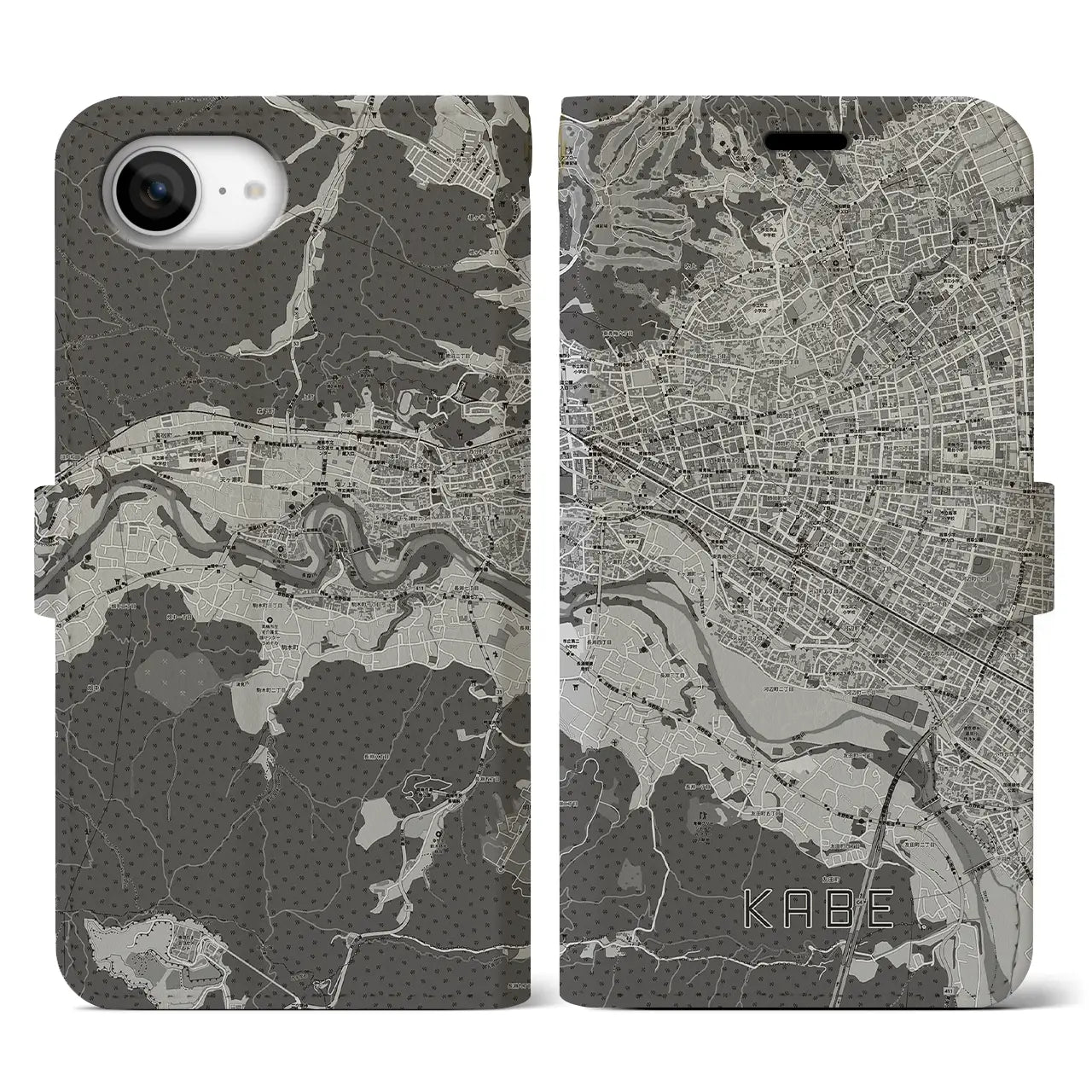 【河辺(東京都)】地図柄iPhoneケース(手帳タイプ)