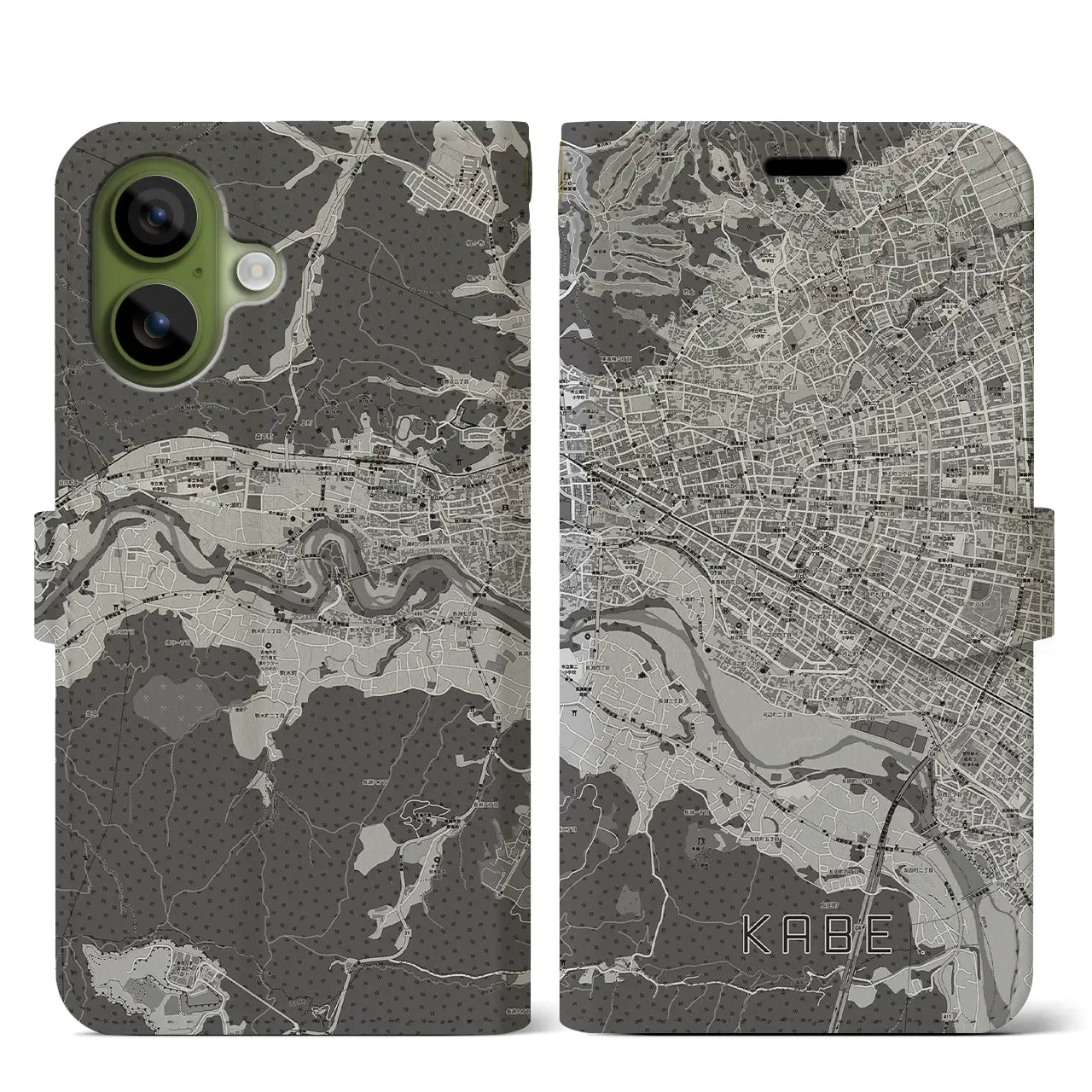 【河辺(東京都)】地図柄iPhoneケース(手帳タイプ)