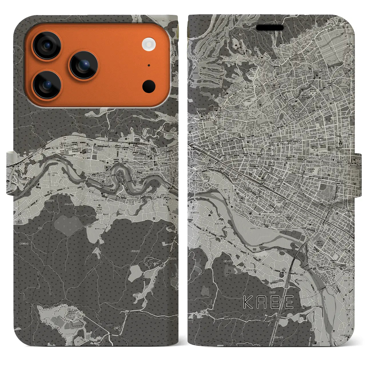 【河辺(東京都)】地図柄iPhoneケース(手帳タイプ)