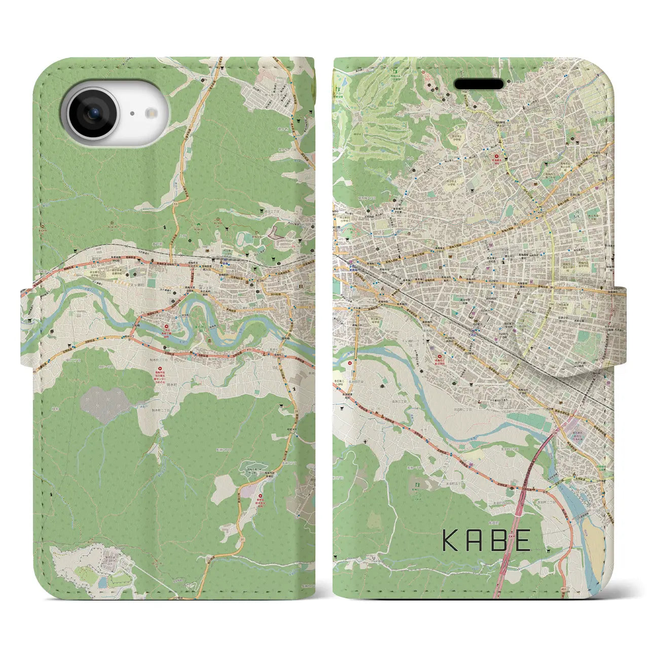 【河辺(東京都)】地図柄iPhoneケース(手帳タイプ)