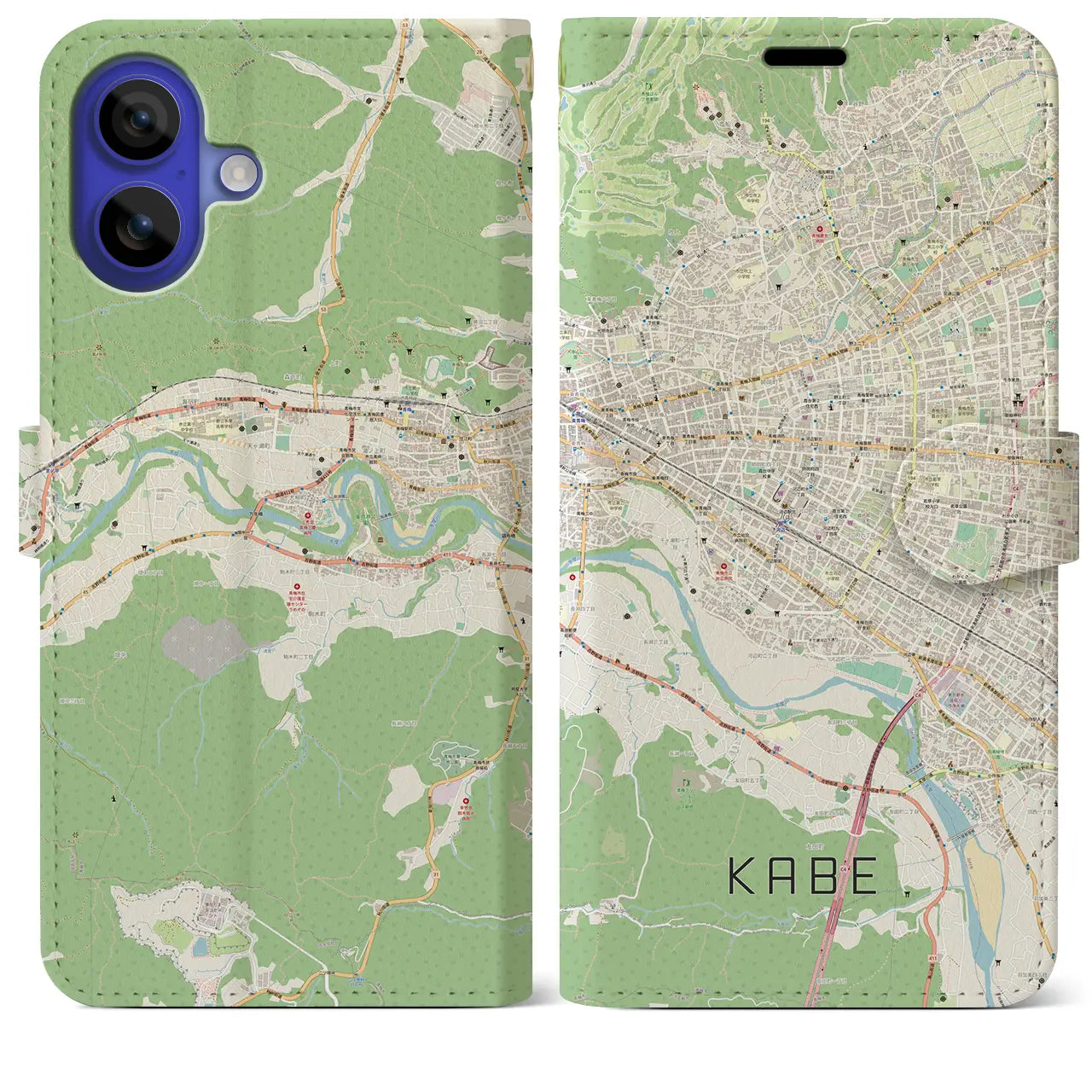 【河辺(東京都)】地図柄iPhoneケース(手帳タイプ)ナチュラル・iPhone 16 Pro Max 用