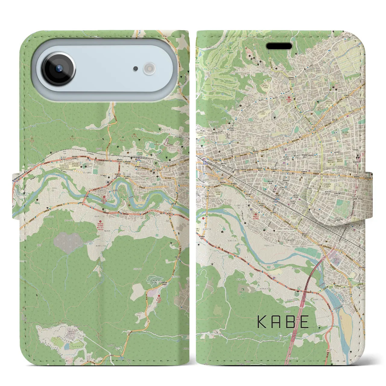【河辺(東京都)】地図柄iPhoneケース(手帳タイプ)