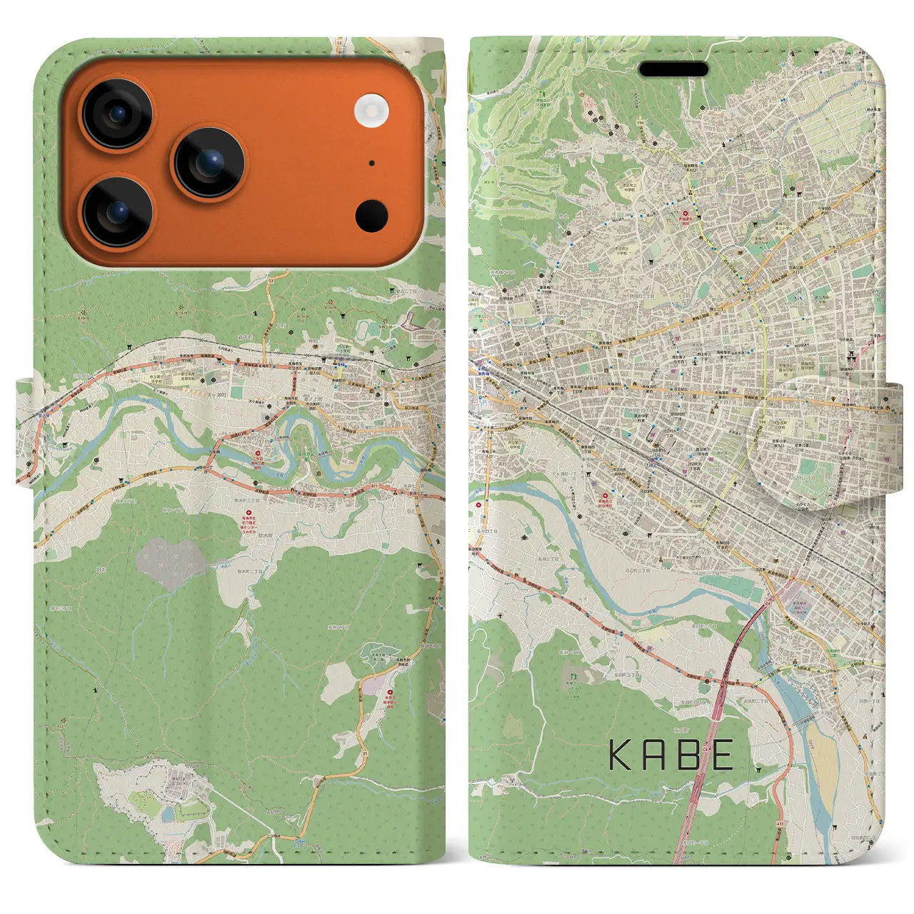 【河辺(東京都)】地図柄iPhoneケース(手帳タイプ)